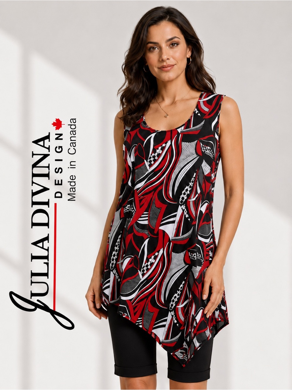 •Julia Divina Asymmetrical Tunic Tank Top Made in Canada | Medium